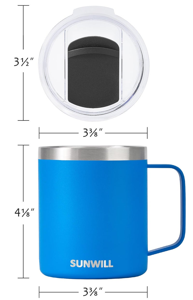 SUNWILL SUNWILL Insulated Coffee Mug with Lid  Stainless Steel Coffee Mug Travel  14oz Coffee Cup with Handle for Home  Office  Camping  Powder Coated Royal Blue  - Image 4