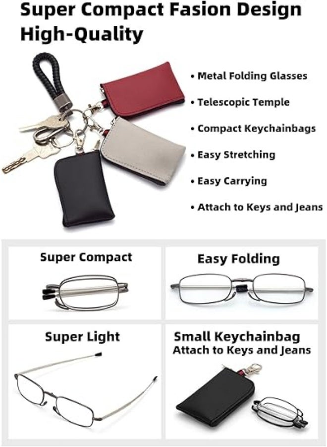 "2 PCS Folding Reading Glasses Blue Light Blocking,+2.00 Anti UV Glare, Foldable Computer Spring Hinge Readers for Women Man " - Image 2