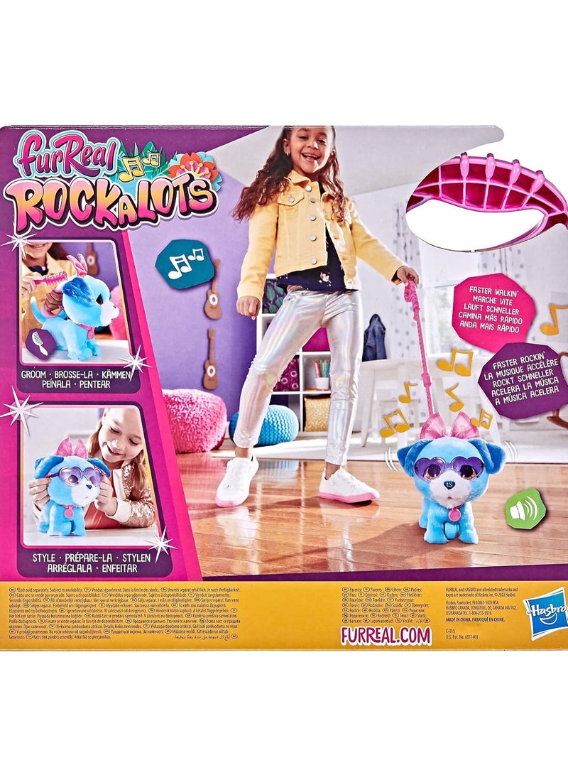 FurReal Rockalots Musical Interactive Walking Puppy Toy | 3 Fun Songs, Sound Effects & 3 Themed Accessories | Perfect for Kids Ages 4 and Up | Interactive Walking Pet Toy for Kids | Engaging Puppy Toy with Music & Lights