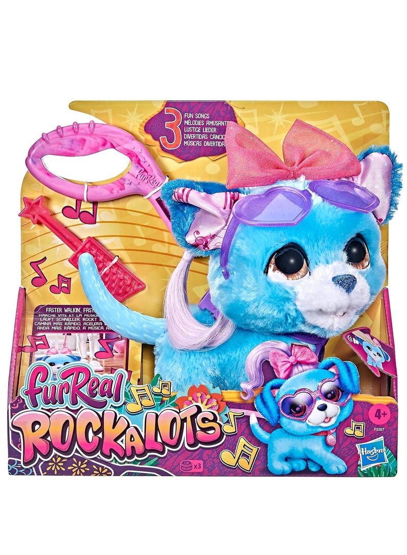 FurReal Rockalots Musical Interactive Walking Puppy Toy | 3 Fun Songs, Sound Effects & 3 Themed Accessories | Perfect for Kids Ages 4 and Up | Interactive Walking Pet Toy for Kids | Engaging Puppy Toy with Music & Lights