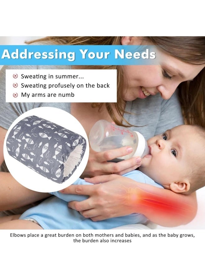 الدليبن وسادة رضاعة للأطفال، وسادة ذراع لإطعام الطفل، وسائد ذراع رضاعة من القطن الناعم لحديثي الولادة، وسائد الرضاعة الطبيعية لمزيد من الدعم للأم والطفل، محمولة وقابلة للغسل، أساسيات رضاعة مريحة (سمكة رمادية) - Image 5