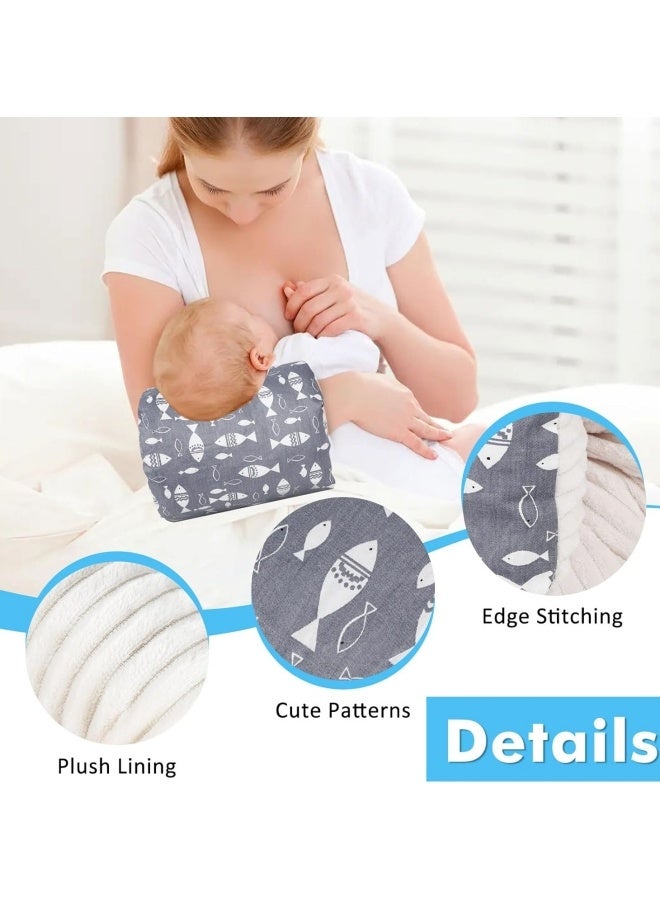 الدليبن وسادة رضاعة للأطفال، وسادة ذراع لإطعام الطفل، وسائد ذراع رضاعة من القطن الناعم لحديثي الولادة، وسائد الرضاعة الطبيعية لمزيد من الدعم للأم والطفل، محمولة وقابلة للغسل، أساسيات رضاعة مريحة (سمكة رمادية) - Image 3