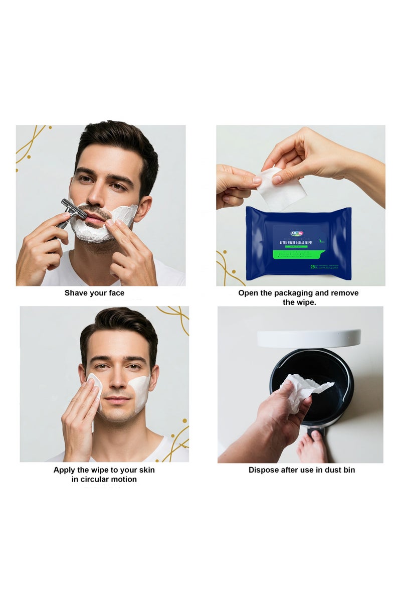All day wipes All Day After Shave Facial Wet Wipes (Mint Chill) - 25 Count:The Ultimate Post-Shave Solution for Modern Men No Mess, No Irritation, Just Instant Relief - Image 2