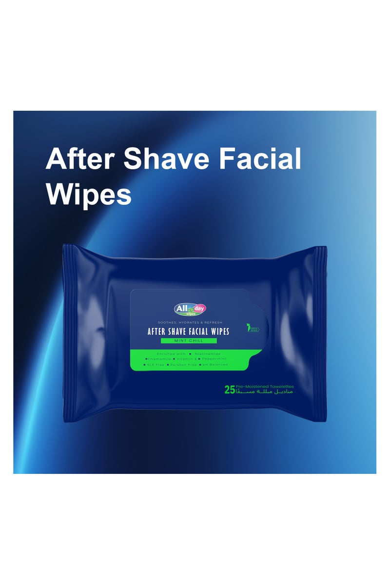 All day wipes All Day After Shave Facial Wet Wipes (Mint Chill) - 25 Count:The Ultimate Post-Shave Solution for Modern Men No Mess, No Irritation, Just Instant Relief - Image 4