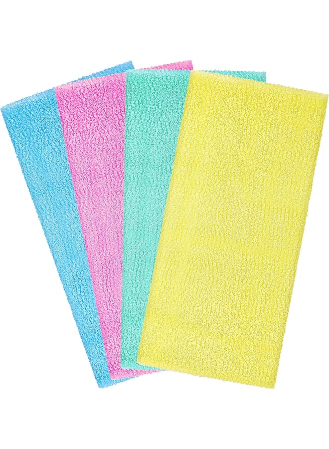 Zaboon Washcloth, Exfoliating Washcloth Towel 4Pcs, Washcloth Nylon Beauty Skin Bath Wash Towel Sponge, Back Scrubber Washer For Shower, Body Scrub Rag Brush Loofah Exfoliator For Body Exfoliation - Image 1