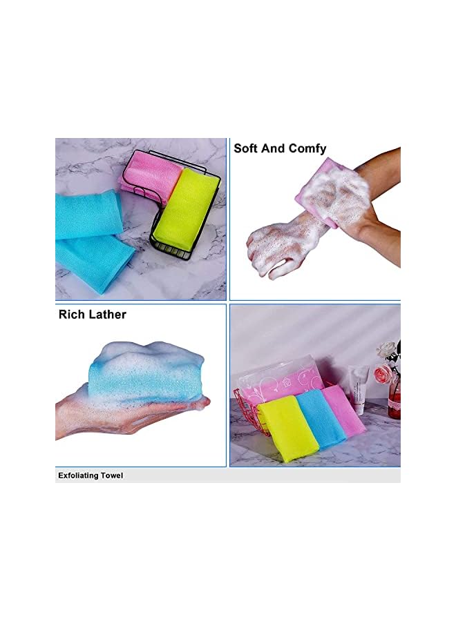 Zaboon Washcloth, Exfoliating Washcloth Towel 4Pcs, Washcloth Nylon Beauty Skin Bath Wash Towel Sponge, Back Scrubber Washer For Shower, Body Scrub Rag Brush Loofah Exfoliator For Body Exfoliation - Image 4