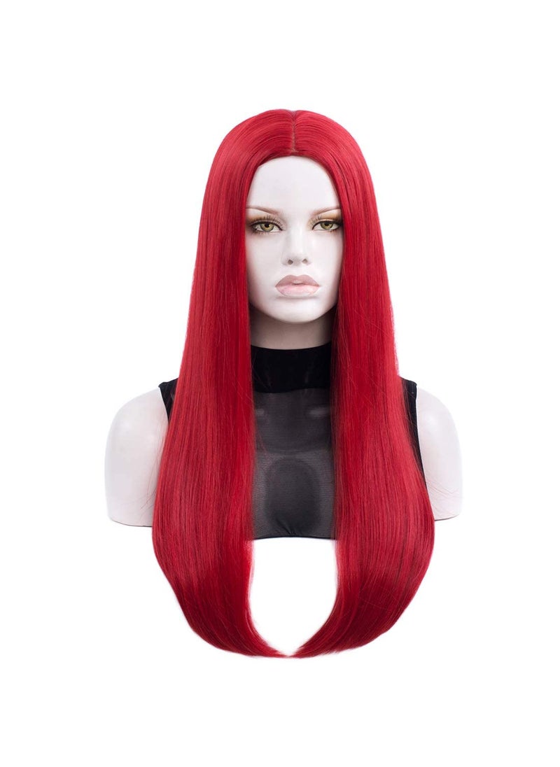 Coraline Coraline Long red Wig Long Red for Women Straight Hair Natural Fashion Cute Synthetic Cosplay Halloween Costume Party Wig 27 Inch 