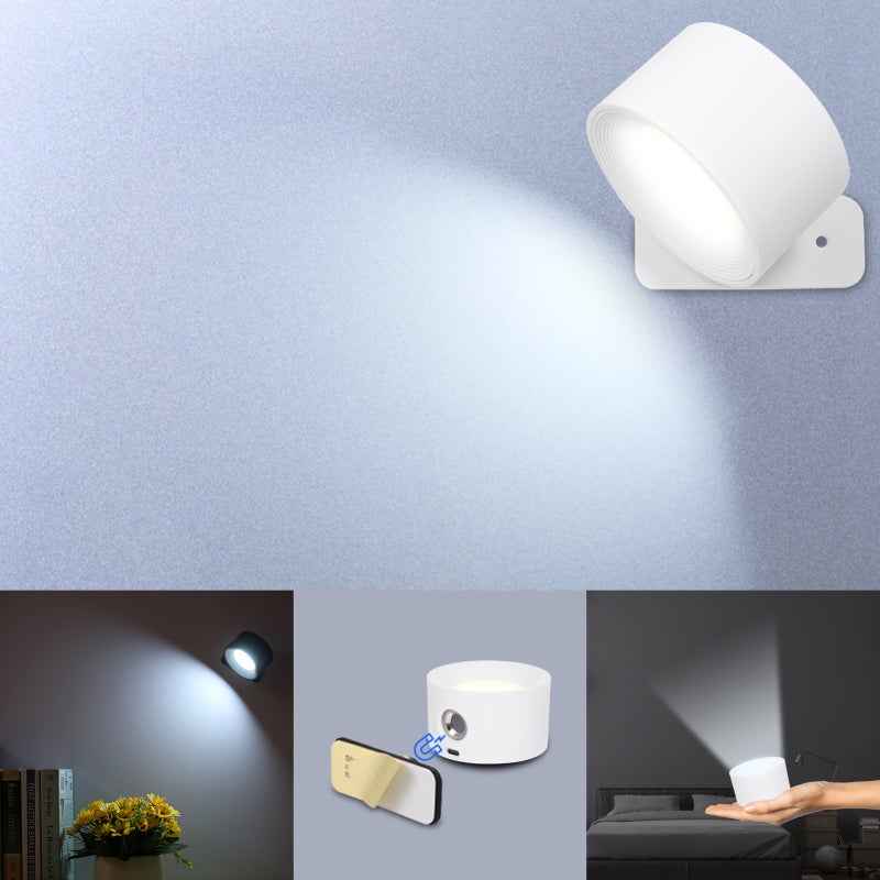 قطعة واحدة من مصباح الخزانة بقدرة 4.5 واط عبر USB، ضوء للقراءة بجانب السرير، يحتوي على بطارية مدمجة عالية السعة قابلة لإعادة الشحن بسعة 2000 مللي أمبير، مناسب لغرفة المعيشة وغرفة النوم والخزانة وخزانة الملابس - Image 4