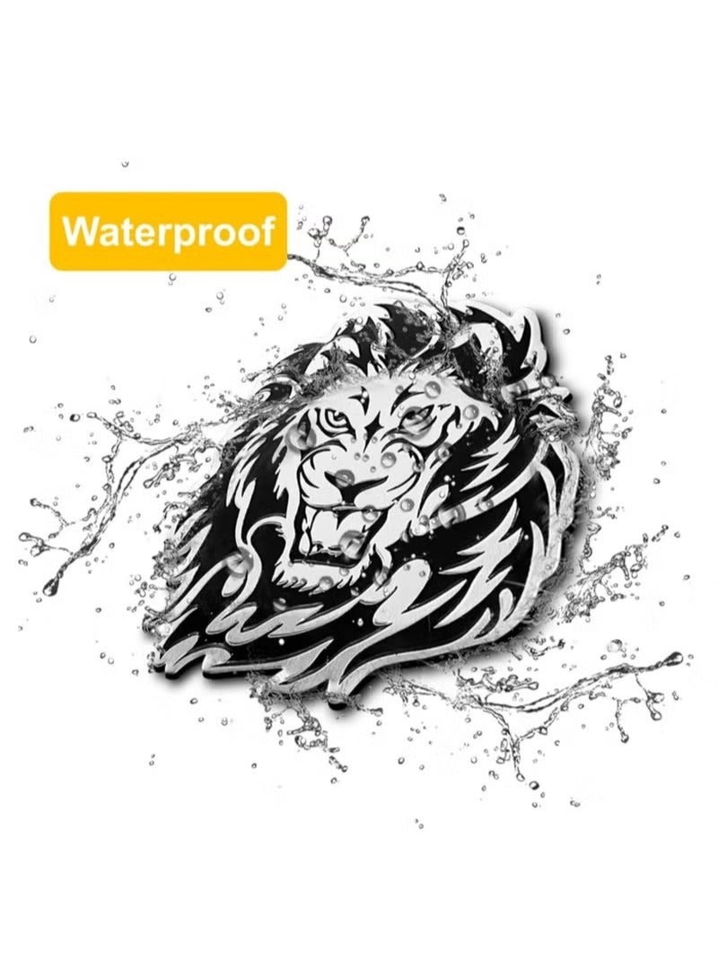 3 قطع من ملصقات السيارات الحيوانية المعدنية الفضية ثلاثية الأبعاد ذاتية اللصق لتزيين باب السيارة والكمبيوتر المحمول والثلاجة والنوافذ (أسد + نسر + نمر) - Image 3