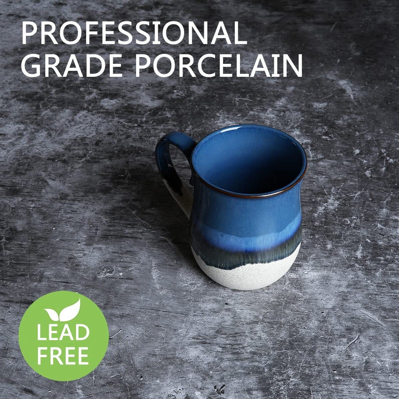Bosmarlin Large Ceramic Coffee Mug, 20 Oz, Big Tea Cup for Office and Home, Dishwasher and Microwave Safe(20 Oz, Deep Blue) - Image 3