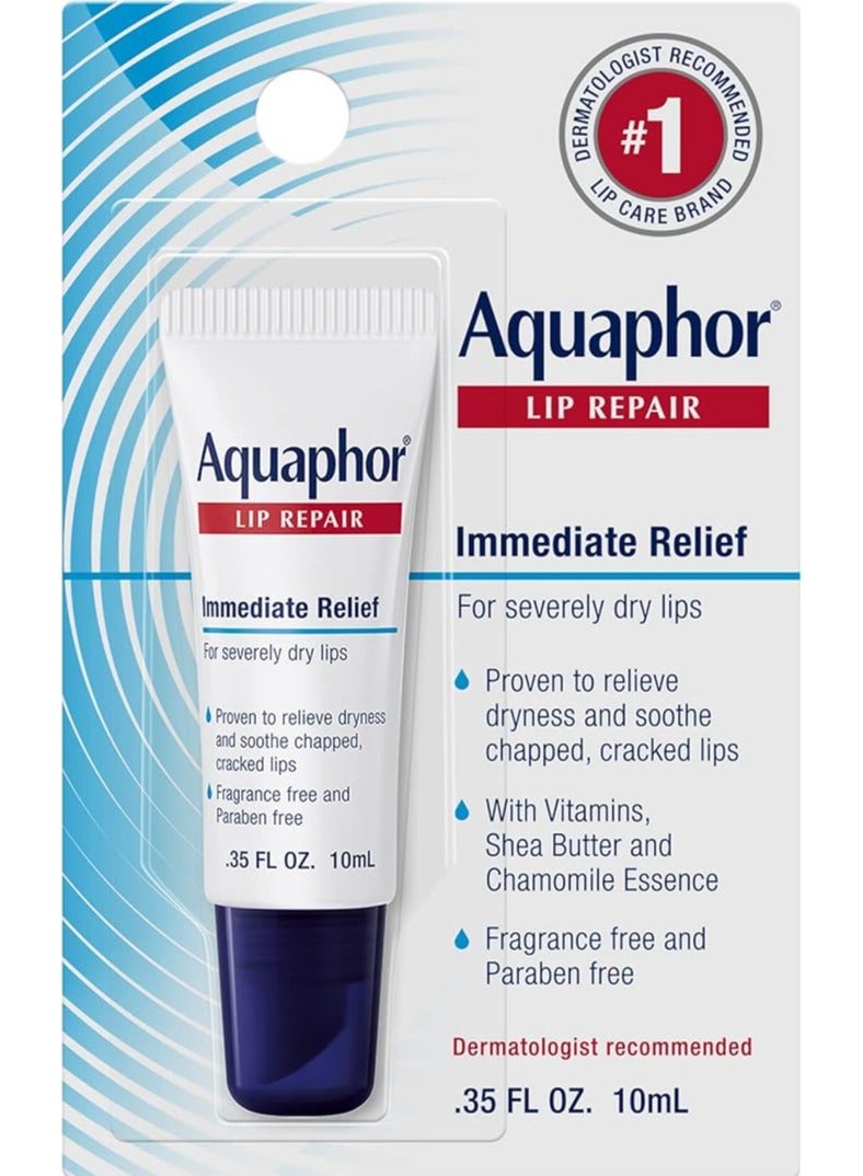 Aquaphor Aquaphor, Lip Repair, Immediate Relief, Fragrance Free, 0.35 fl oz (10 ml)  - Image 1