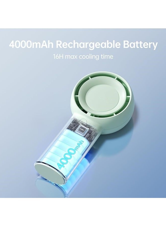 Loquat 16H Max Cooling Handheld Mini Fan, 4000mAh Rechargeable, 5 Speeds Turbo Air Duct, Green,Speeds for Travel,Outdoor,Home,Office - Image 4