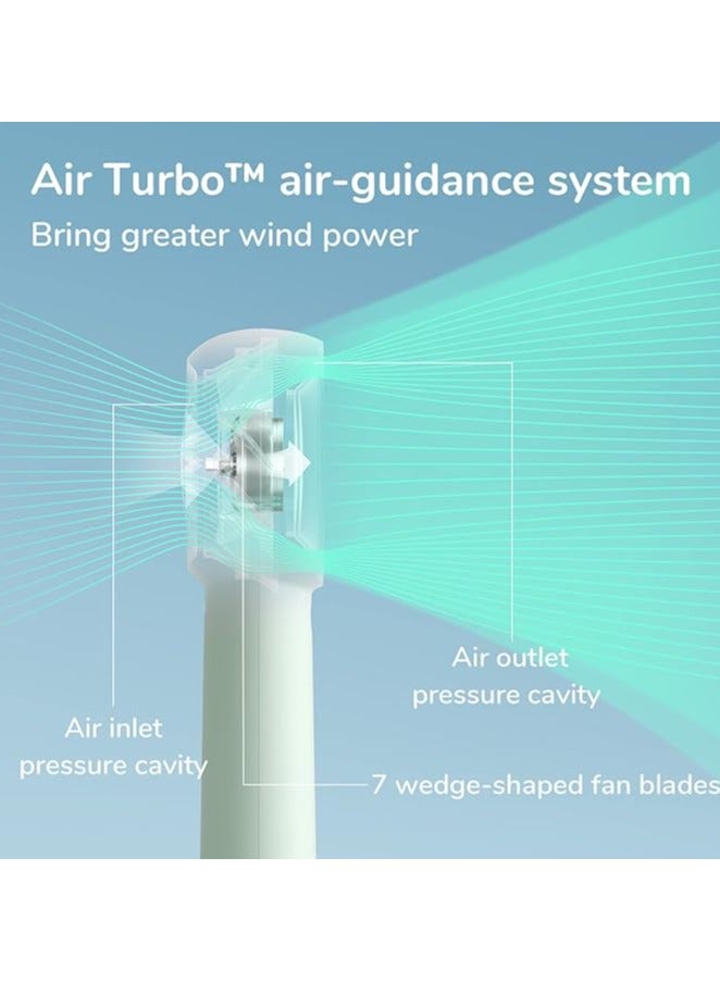 Loquat 16H Max Cooling Handheld Mini Fan, 4000mAh Rechargeable, 5 Speeds Turbo Air Duct, Green,Speeds for Travel,Outdoor,Home,Office - Image 5