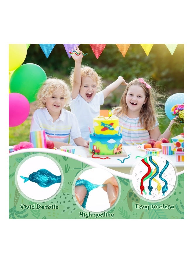 30 Pcs Glittering Stretchy  Rubber Snake Toys, Colorful Fake Snakes, Realistic Slimy Snake Rubber, for Birthday Party Favors, Goodie Bags, Prizes - Image 1