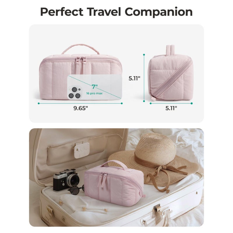 Layered Pillow Cosmetic Toiletry Bag with Large Capacity - Image 3