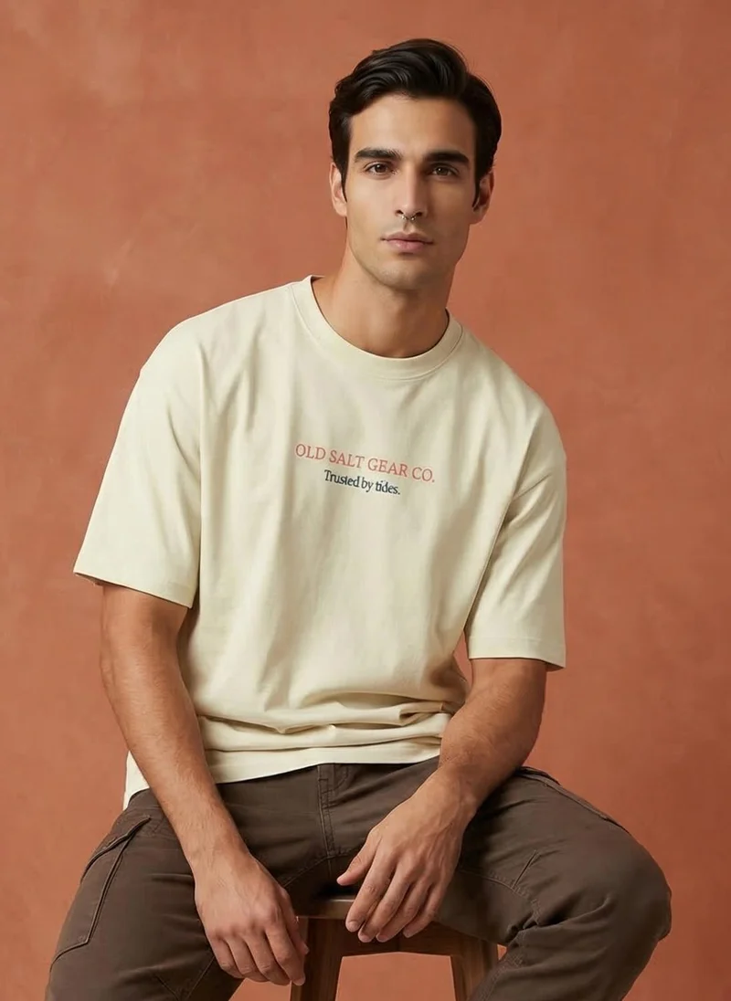 نوبيرو Men Oversized Graphic Printed T-shirt