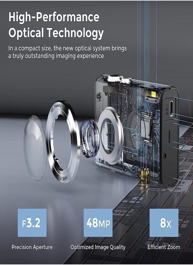 Generic Digital Camera, Kids Camera with 32GB Card FHD 1080P 48MP Vlogging Camera with LCD Screen 8X Zoom Compact Portable Mini Rechargeable Camera Gifts for Teens Students Boys Girls  - Image 3