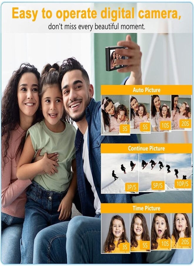 Generic Digital Camera, Kids Camera with 32GB Card FHD 1080P 48MP Vlogging Camera with LCD Screen 8X Zoom Compact Portable Mini Rechargeable Camera Gifts for Teens Students Boys Girls  - Image 4