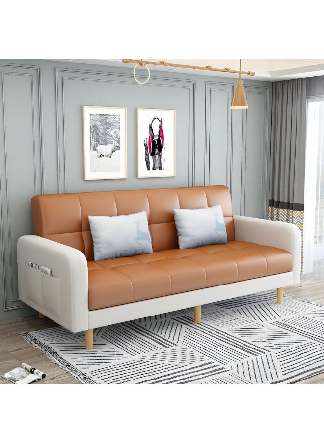 Ripple FURNITURE UAE Homes Convertible Biscuit Back Sofa Bed with High Square Arms - Modern (Brown+White)