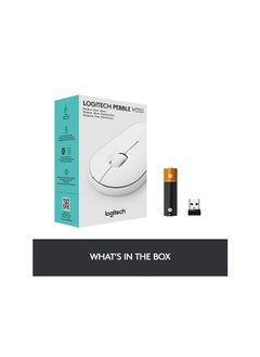 Logitech M350 Pebble Wireless mouse, Bluetooth or 2.4GHz, with USB mini receiver, ultra-thin computer mouse, with silent click function, suitable for laptop/laptop /PC/Mac white  - Image 2
