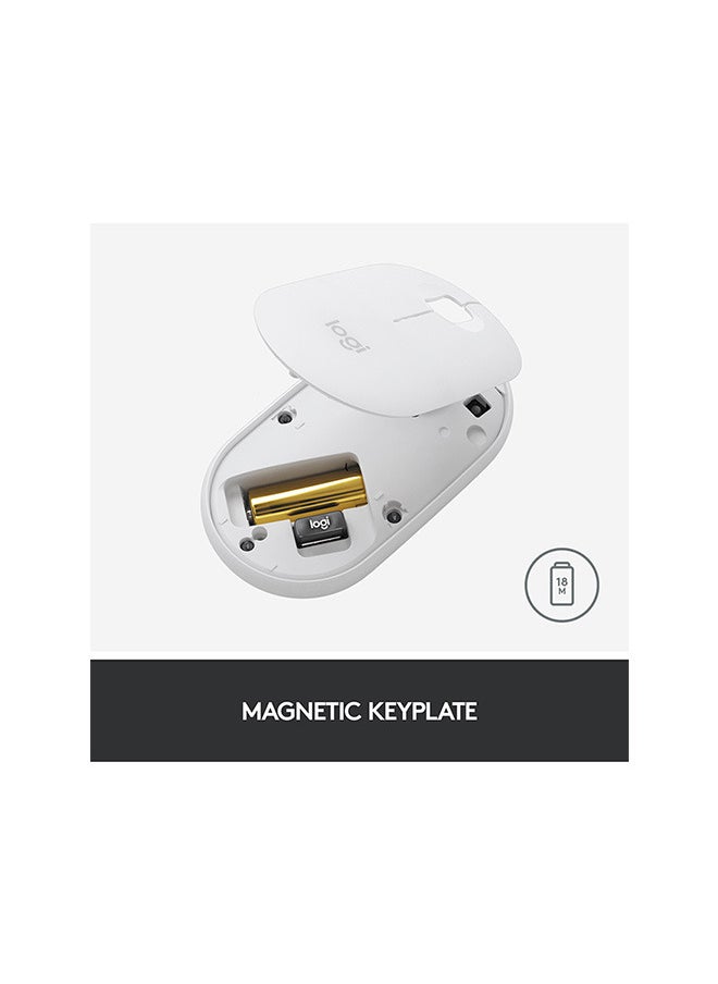 Logitech - M350 Pebble Wireless mouse, Bluetooth or 2.4GHz, with USB mini receiver, ultra-thin computer mouse, with silent click function, suitable for laptop/laptop /PC/Mac white - Image 1