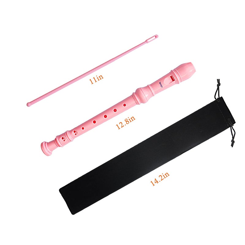 Farcaya 2-Piece Soprano Recorder Instrument for Beginners German Style C Key 8 Hole Descant with Clean Rods 2 Storage Cases (Pink+Light Blue) - Image 5