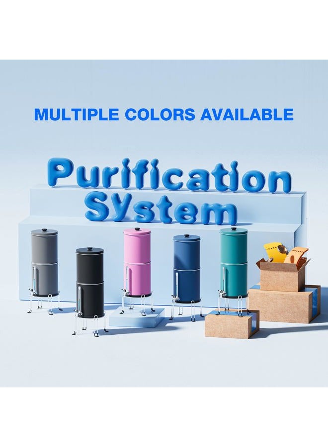 Purewell 3-Stage 0.01μm Ultra-Filtration Gravity Water Filter System, 304 Stainless Steel Countertop System with 2 Filters, Metal Water Level Spigot and Stand, Reduce up to 99% Chlorine, 2.25 Gallon - Image 2