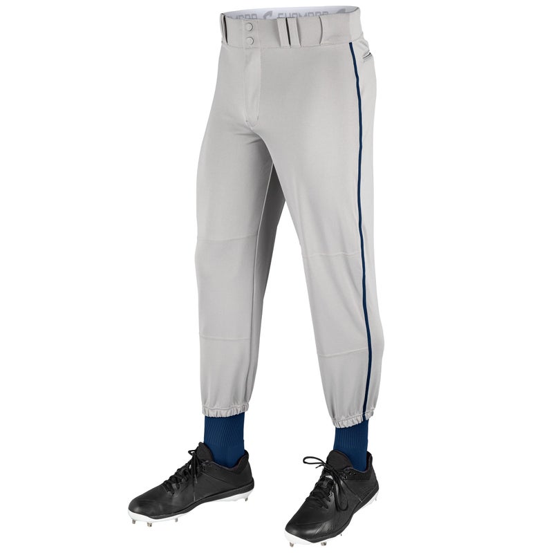 Champro Traditional Fit Triple Crown Classic Baseball Pants with ContrastColor Braid Piping and Reinforced Sliding Areas Grey Navy pin Large