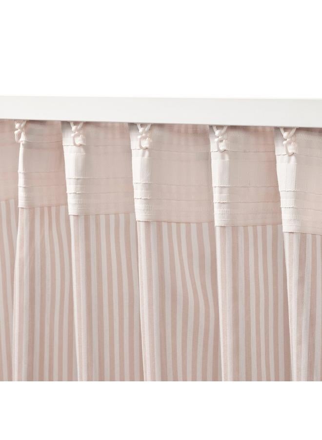 erorex Curtains, 1 pair, white/beige striped/with heading tape, 120x300 cm - Image 4