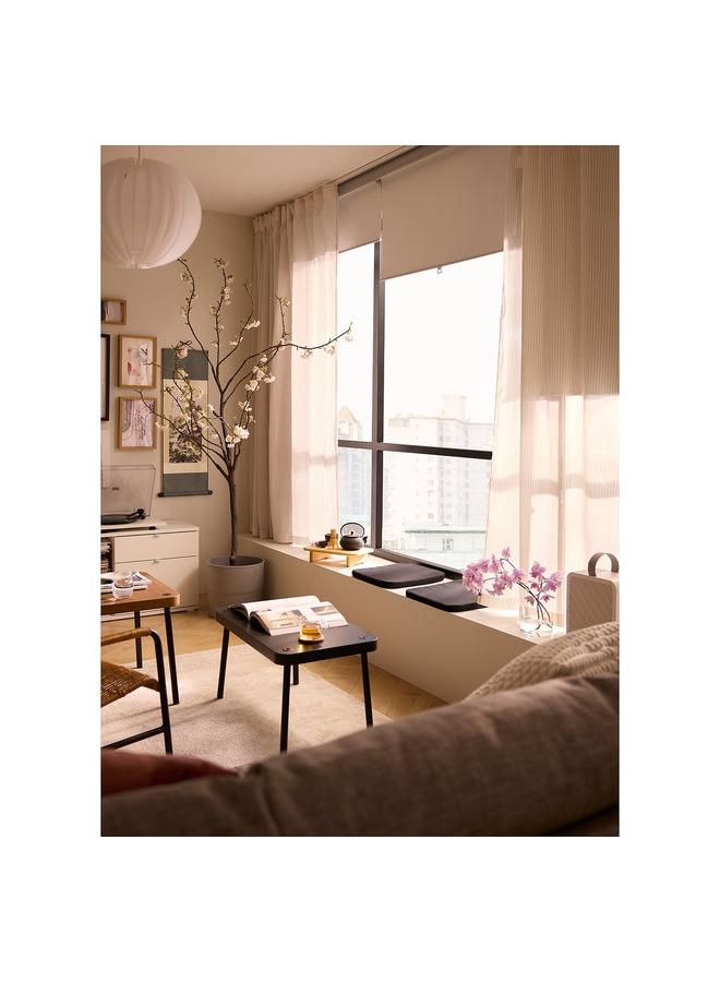 erorex Curtains, 1 pair, white/beige striped/with heading tape, 120x300 cm - Image 3