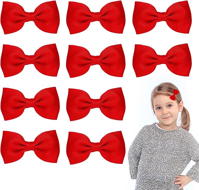 Sibba Bows Hair Fastener Clips Barrettes 10 PCS Little Small Grosgrain Ribbon Nonslip Hairpin Headpiece Headwear Girl French Bowknot Hairstyle Braids Ponytails Easter PartyBlackwhite - Image 1