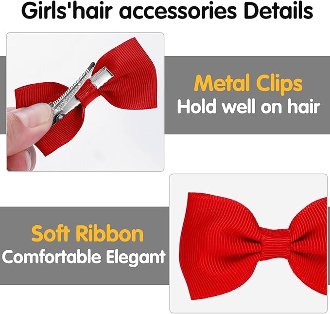 Sibba Bows Hair Fastener Clips Barrettes 10 PCS Little Small Grosgrain Ribbon Nonslip Hairpin Headpiece Headwear Girl French Bowknot Hairstyle Braids Ponytails Easter PartyBlackwhite - Image 3