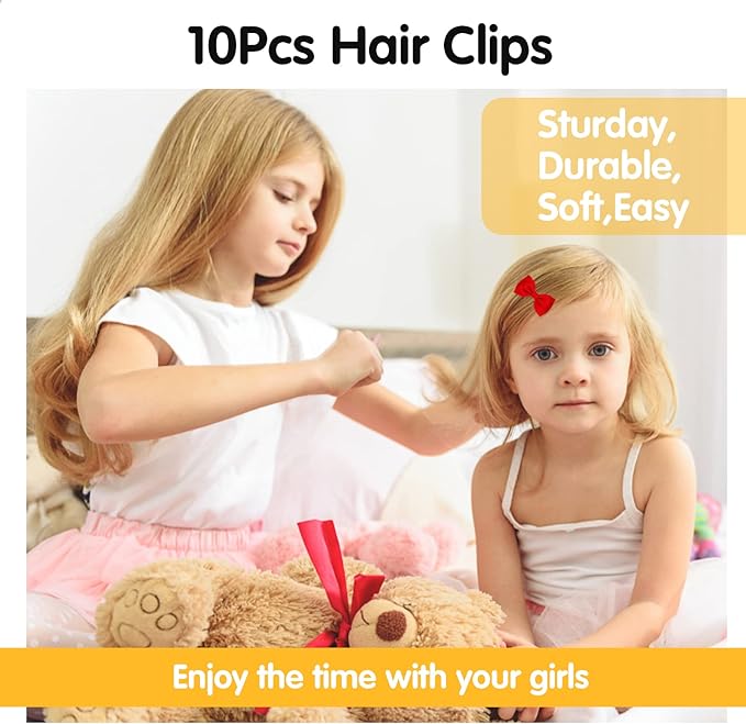 Sibba Bows Hair Fastener Clips Barrettes 10 PCS Little Small Grosgrain Ribbon Nonslip Hairpin Headpiece Headwear Girl French Bowknot Hairstyle Braids Ponytails Easter PartyBlackwhite - Image 5