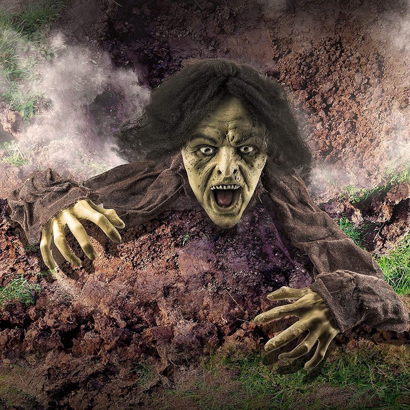 Prextex PREXTEX Crawling Zombie Halloween Decoration  Zombies Coming Out of Ground Prop  Creepy Outdoor Zombie Yard Decorations for Haunted Houses Graveyards and Halloween Parties  6 x 5 x 7 Inches 