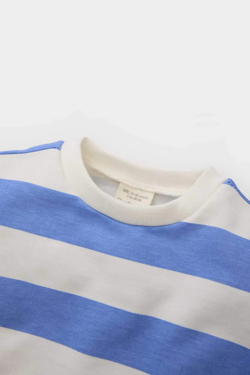 ديفاكتو Baby Girl Crew Neck Striped Sweatshirt