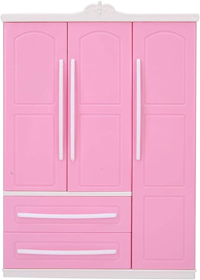 Doll Closet Furniture 3Door Dollhouse Wardrobe Dolls Furniture Clothing Organizer Accessories For Dolls Girls Toys Gift