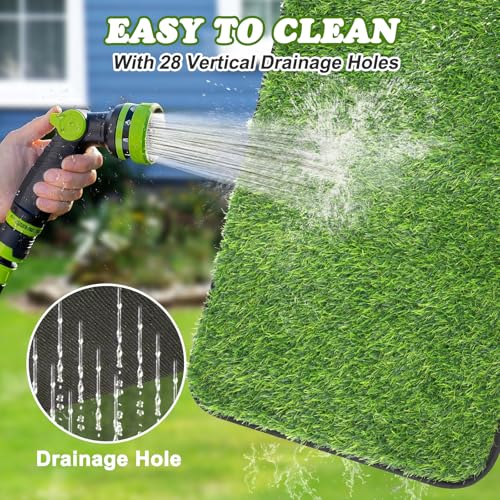 InwodiTeki Artificial Grass Mat, Dog Grass Pee Pads, Fake Grass Pad for Pets Potty Training, Soft Grass Rug, Grass Doormat with Drainage Holes, Pet Turf for Indoor Outdoor Use, Washable(15.7''*31.5'') - Image 5