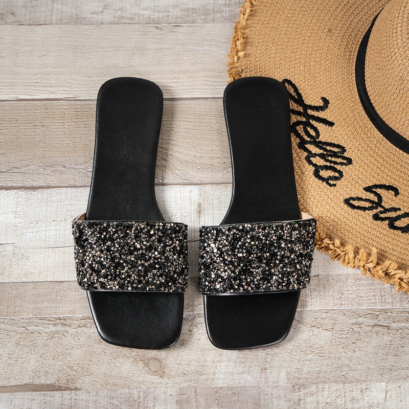 Glitt Flat Slippers Women'S Women Slippers Square Head Slip-On Home Slippers Women'S Shoes - Image 3