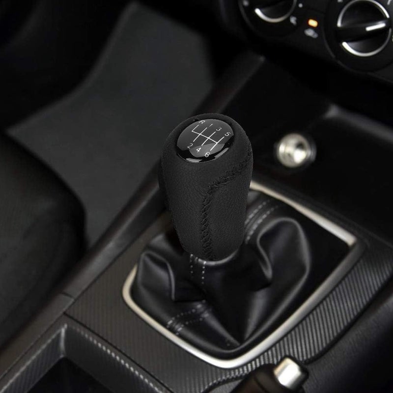 Car Gear Stick Shift Knob 5/6 Speed Knob Head, Manual Shift Knob Manual Transmission Stick Handle for Mazda 2005-2011, Leather Gear Lever Replacement Fit Most Manual Cars (6 Speed) - Image 3