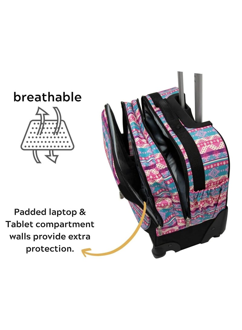 Wires 4 Wheeled Kids Trolley School Bag with Lunch Bag and Pencil Case for Girls - Image 3