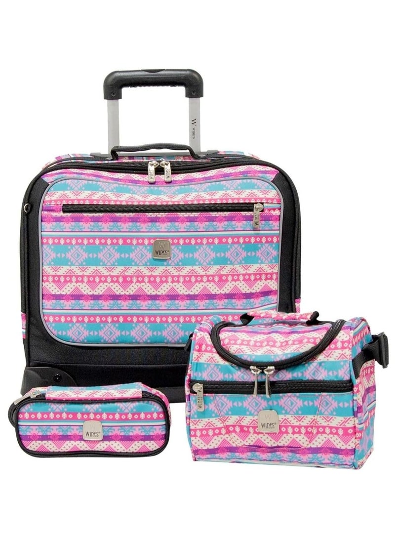 Wires 4 Wheeled Kids Trolley School Bag with Lunch Bag and Pencil Case for Girls - Image 5