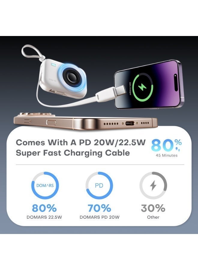 Domars 3-IN-1 Portable Charger, 10000mAh Magnetic Charging Power Bank, Includes Charging Cable, Travel Charger External Battery Pack, Compatible with Apple Watch/for iPhone 17 16 15 14 13 12 Pro Max Smartphones/AirPods White - Image 4