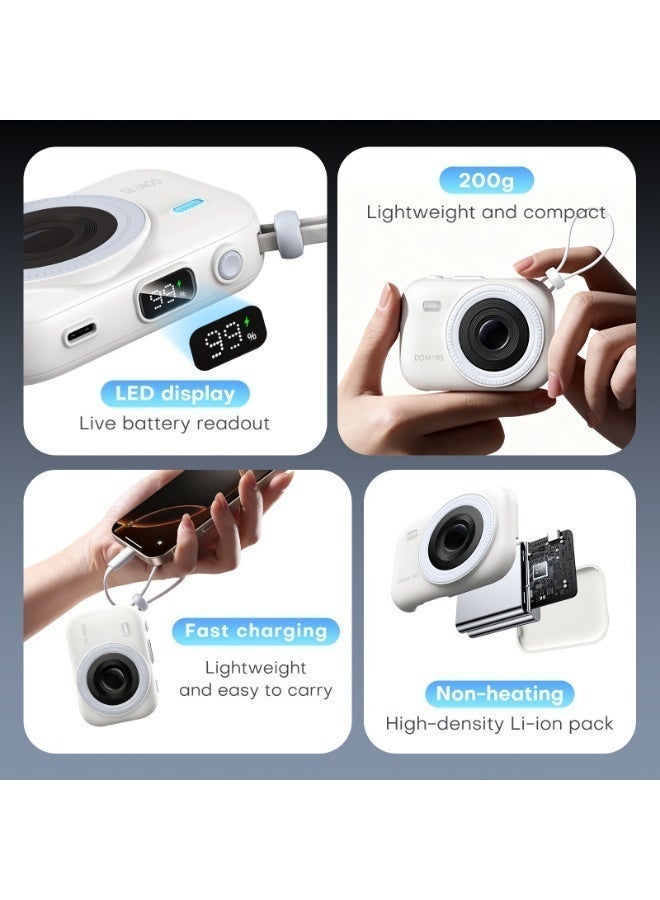 Domars 3-IN-1 Portable Charger, 10000mAh Magnetic Charging Power Bank, Includes Charging Cable, Travel Charger External Battery Pack, Compatible with Apple Watch/for iPhone 17 16 15 14 13 12 Pro Max Smartphones/AirPods White - Image 5