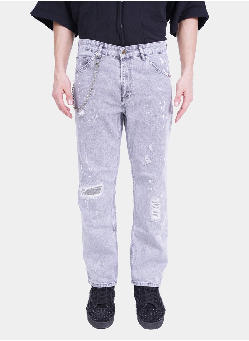Flashmob - Baggy Denim Jeans With String Details - Image 1