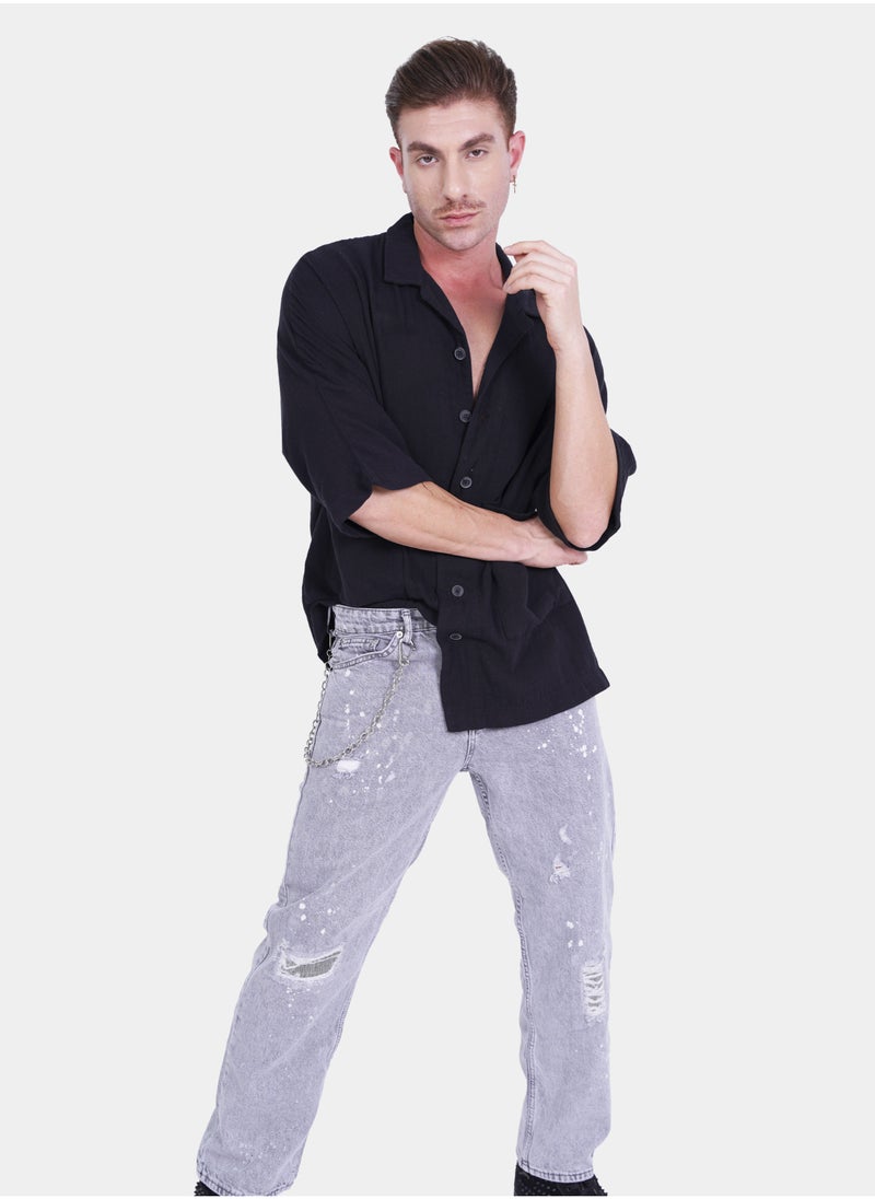 Flashmob - Baggy Denim Jeans With String Details - Image 1