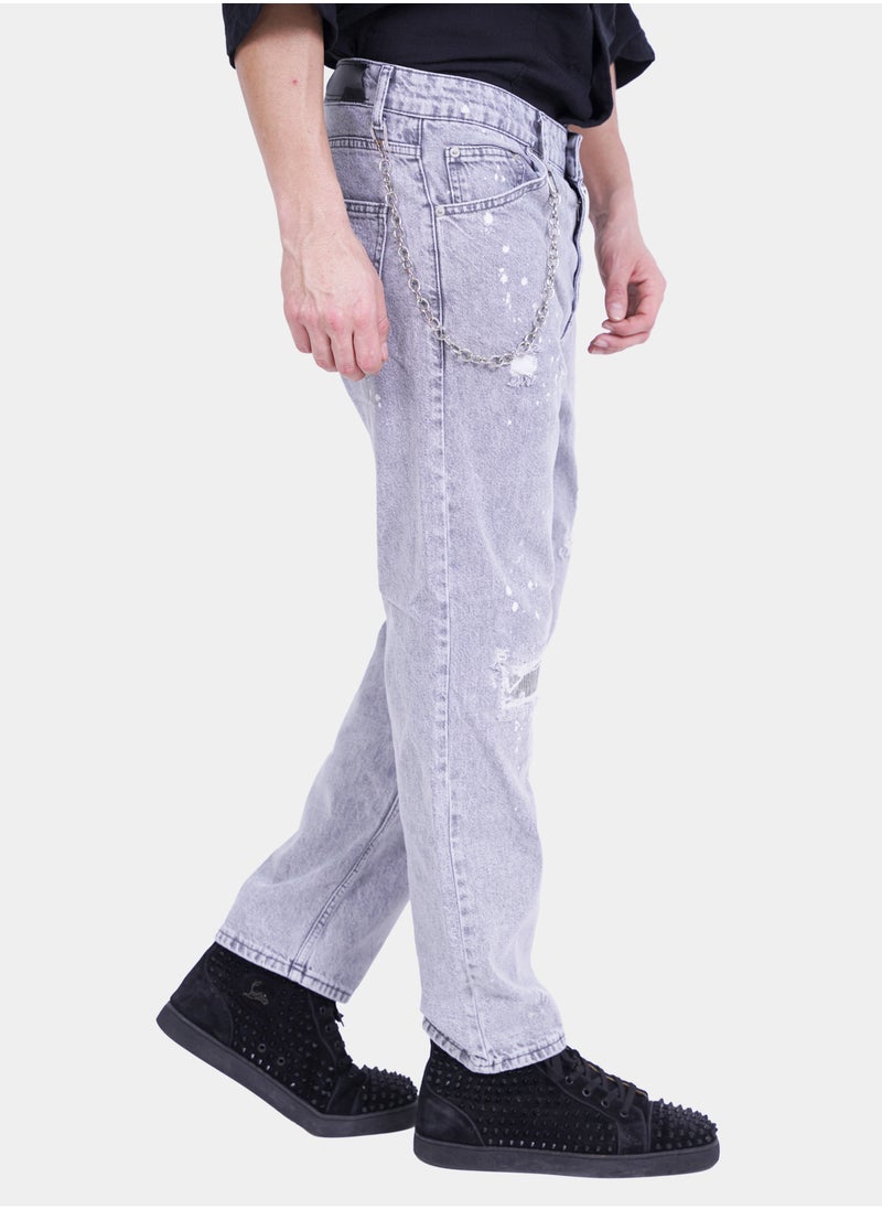 Flashmob - Baggy Denim Jeans With String Details - Image 1