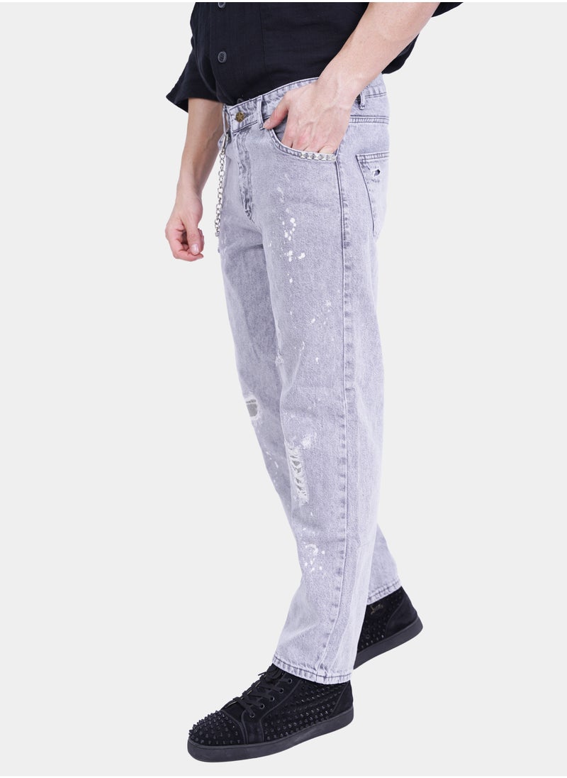 Flashmob - Baggy Denim Jeans With String Details - Image 1