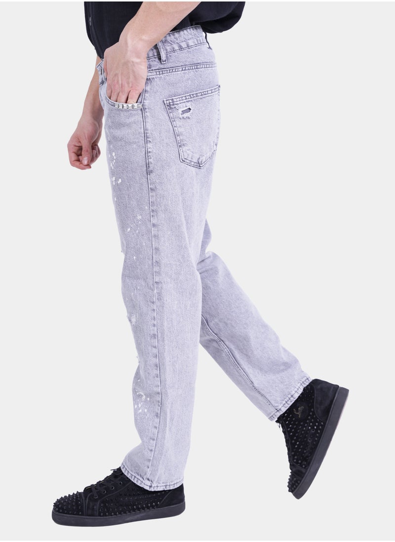 Flashmob - Baggy Denim Jeans With String Details - Image 1