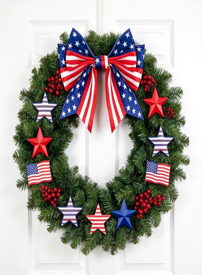KINGLAKE 250th Anniversary Patriotic Wired Ribbon - 2-1/2 Inch x 11 Yds Red White Blue Striped Satin Star Ribbon 4th of July Ribbons for Wreaths Crafts Independence Day Memorial Day Veterans Day Decor - Image 5