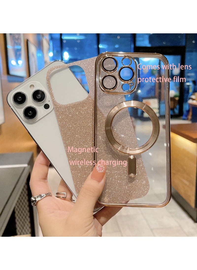 Generic - 15 Pro Max Magsafe Case Clear【Accurate Hole Position】【Lens Protection Upgrade】Anti-Fingerprint&Anti-Scratch, Magnetic Magsafe Cover for iPhone 15 Pro Max 6.7inch Clear Champagne Gold - Image 1